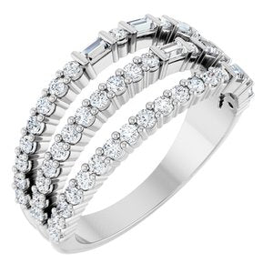 Ladies Natural Diamond Stacked Ring (SI2-SI3, GHI) — Sterling Silver