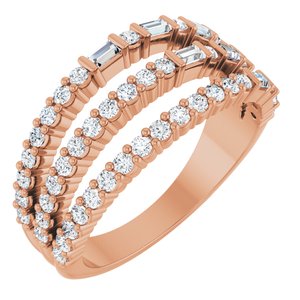 Ladies Natural Diamond Stacked Ring (SI2-SI3, GHI) — 14K Rose Gold