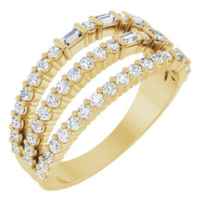 Ladies Natural Diamond Stacked Ring (SI2-SI3, GHI) — 14K Yellow Gold