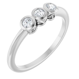 Ladies Natural Diamond Three-Stone Ring (I1, G-H) — Sterling Silver