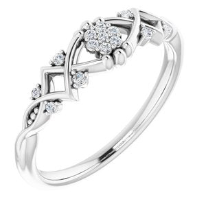 Ladies Natural Diamond Vintage-Inspired Ring (SI2-SI3, G-H) — Platinum