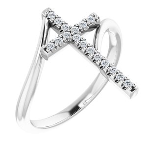 Ladies Natural Diamond Cross Ring (I1, G-H) — Sterling Silver