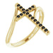 Ladies Natural Black Diamond Cross Ring (Opaque, Black) — 14K Yellow Gold