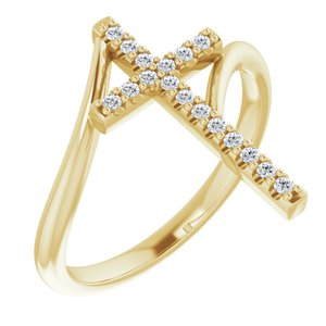 Ladies Natural Diamond Cross Ring (I1, G-H) — 14K Yellow Gold