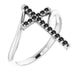 Ladies Natural Black Diamond Cross Ring (Opaque, Black) — Sterling Silver
