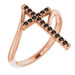 Ladies Natural Black Diamond Cross Ring (Opaque, Black) — 14K Rose Gold