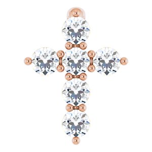 Ladies Natural Diamond Cross Pendant (I1, G-H) — 14K Rose Gold