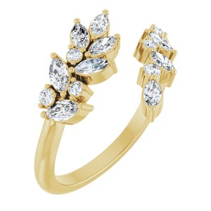Ladies Natural Diamond Bypass Ring (I1, Ghi) — 14K Yellow Gold