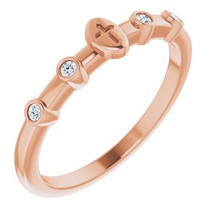 Ladies Natural Diamond Stackable Cross Ring (I1, G-H) — 14K Rose Gold