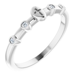 Ladies Natural Diamond Stackable Cross Ring (I1, G-H) — Sterling Silver