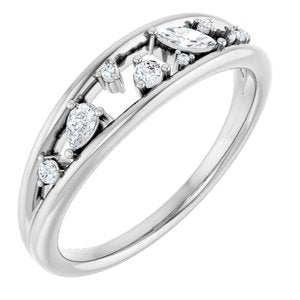 Ladies Natural Diamond Negative Space Ring (SI2-I1, GHI) — Sterling Silver