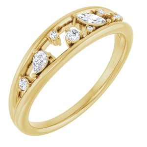 Ladies Natural Diamond Negative Space Ring (SI2-I1, GHI) — 14K Yellow Gold