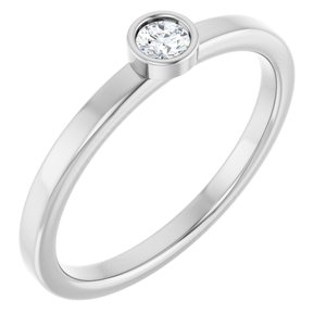 Ladies 4 mm Natural Diamond Ring (I1, G-H) — Rhodium-Plated Sterling Silver