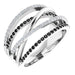 Ladies Natural Black White Diamond Ring (I1, H+) — 14K White Gold