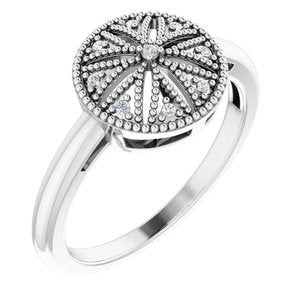 Ladies .04 Natural Diamond Filigree Ring (I2, H+) — Sterling Silver