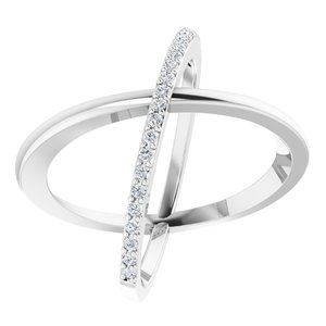 Ladies Natural Diamond Criss-Cross Ring (I1, H+) — 14K White Gold