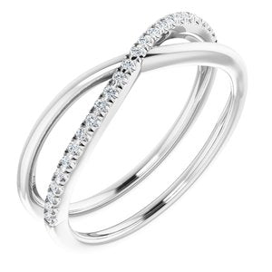 Ladies Natural Diamond Criss-Cross Ring (I1, H+) — 14K White Gold