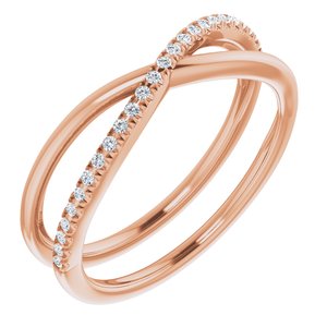 Ladies Natural Diamond Criss-Cross Ring (I1, H+) — 14K Rose Gold