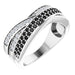 Ladies Black White Natural Diamond Ring — 14K White Gold