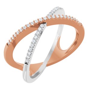 Ladies Natural Diamond Criss-Cross Ring (I1, H+) — 14K Rose/White Gold