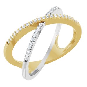 Ladies Natural Diamond Criss-Cross Ring (I1, H+) — 14K Yellow/White Gold