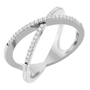 Ladies Natural Diamond Criss-Cross Ring (SI2-SI3, G-H) — Platinum