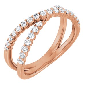 Ladies Natural Diamond Criss-Cross Ring (I1, H+) — 14K Rose Gold