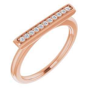 Ladies Natural Diamond Bar Ring (I1, H+) — 14K Rose Gold