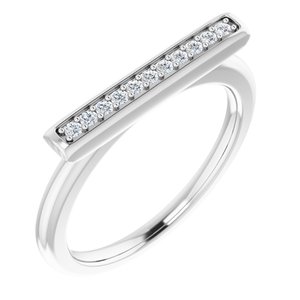 Ladies Natural Diamond Bar Ring (I1, H+) — 14K White Gold