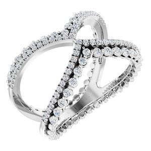 Ladies Natrual Diamond Negative Space Ring (I1, H+) — 14K White Gold