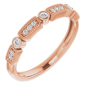 Ladies Natural Diamond Stackable Ring (I1, H+) — 14K Rose Gold