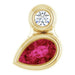 Ladies 5x3 mm Pear Natural Ruby Natural Diamond Pendant (I1, G-H) — 14K Yellow Gold