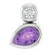 Ladies 5x3 mm Pear Natural Amethyst Natural Diamond Pendant (I1, G-H) — Sterling Silver