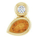 Ladies 5x3 mm Pear Natural Citrine Natural Diamond Slide Pendant (I1, G-H) — 14K Yellow Gold
