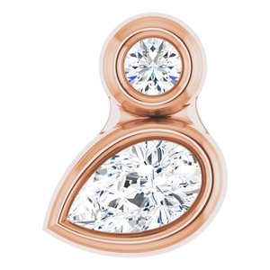 Ladies 5x3 mm Pear Natural White Sapphire Natural Diamond Pendant (I1, G-H) — 14K Rose Gold