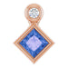 Ladies 4x4 mm Square Natural Tanzanite Natural Diamond Pendant (I1, G-H) — 14K Rose Gold