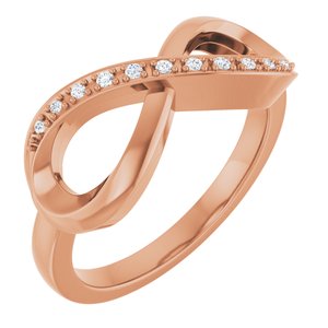 Ladies Natural Diamond Infinity-Inspired Ring (I1, H+) — 14K Rose Gold