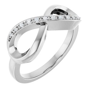 Ladies Natural Diamond Infinity-Inspired Ring (I1, H+) — 14K White Gold