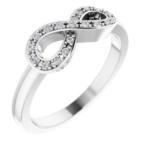 Ladies Natural Diamond Infinity-Inspired Ring (I1, H+) — 14K White Gold