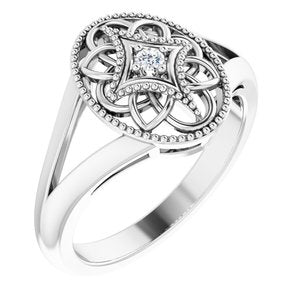 Ladies Natural Diamond Ring Size 5 (I2, H+) — Sterling Silver