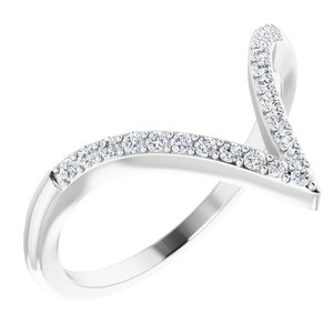 Ladies Natural Diamond V Ring (I2, H+) — 14K White Gold