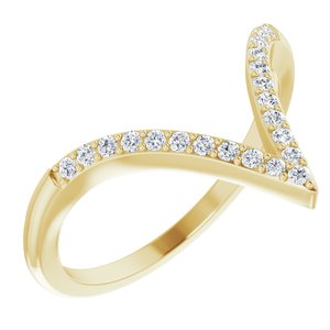 Ladies Natural Diamond V Ring (I2, H+) — 14K Yellow Gold