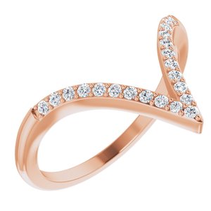 Ladies Natural Diamond V Ring (I2, H+) — 14K Rose Gold