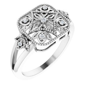 Ladies Natural Diamond Ring (I2, H+) — Sterling Silver