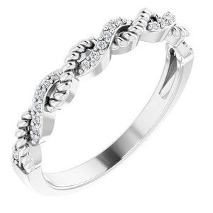 Ladies Natural Diamond Stackable Ring (I1, H+) — 14K White Gold
