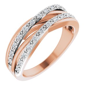 Ladies 14K Rose/ Natural Diamond Ring (I1, H+) — 14K Rose/White Gold