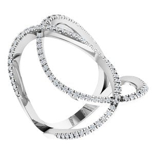 Ladies Natural Diamond Ring (I1, H+) — 14K White Gold