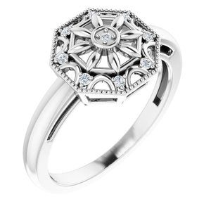 Ladies Natural Diamond Filigree Ring (I2, H+) — Sterling Silver