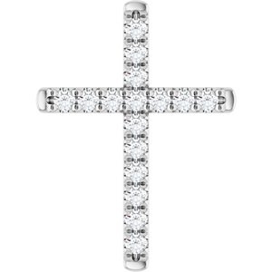 Ladies Natural Diamond French-Set Cross Pendant (Si2-Si3, G-H) — Platinum