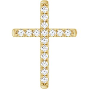 Ladies Natural Diamond French-Set Cross Pendant (I1, G-H) — 14K Yellow Gold